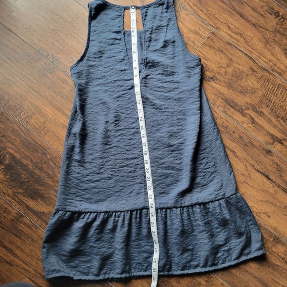 Mango Basics Womans Dark Blue Scoop Neckline sleeveless Ruffle Dress Size 4 - Picture 5 of 7